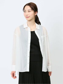 【SALE／10%OFF】m.f.editorial シアーオーガン 長袖シャツチュニック タカキュー ワンピース・ドレス チュニック ホワイト ブラウン【送料無料】