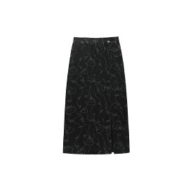 U:UME Art Lined Denim Skirt ユーム スカート ミディアムスカート ブラック【送料無料】