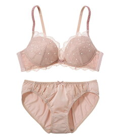 【SALE／15%OFF】PEACH JOHN 【ノンワイヤー/選べるデザイン】丸胸メイクフラワーレースノンワイヤーブラセット ピーチ・ジョン インナー・ルームウェア ブラ＆ショーツセット ブラック ベージュ ピンク