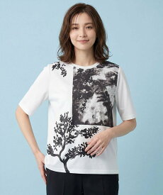【SALE／50%OFF】HIROKO BIS GRANDE 【大きいサイズ】コラージュプリントコットンチュニック /洗える ヒロコ ビス グランデ ワンピース・ドレス チュニック ホワイト【送料無料】