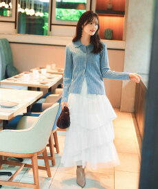 PROPORTION BODY DRESSING 《EDIT COLOGNE》エアリーティアードスカート 25AW プロポーションボディドレッシング スカート その他のスカート グレー ホワイト【送料無料】