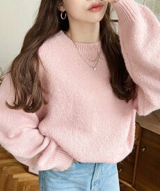 【SALE／47%OFF】moment+ モヘアライクベーシックニットプルオーバー モーメントプラス トップス ニット ホワイト ピンク ブラック グレー ブルー イエロー
