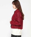 クロップド丈 フェイクレザー ジャケット