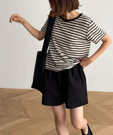 【SALE／15%OFF】HARING HARING リネン混ボーダーTシャツ キャナルジーン トップス カットソー・Tシャツ グレー ブラウン【送料無料】