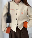 RANAN/solleim別注<U.S.POLO ASSN.> Wフェイスバイカラーカーディガン