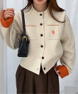RANAN/solleim別注<U.S.POLO ASSN.> Wフェイスバイカラーカーディガン