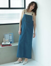 Re:EDIT サスペンダー付デニムジャンパースカート リエディ ワンピース・ドレス ジャンパースカート ネイビー ブルー【送料無料】