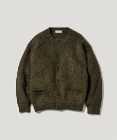 ADAM ET ROPE' HOMME モヘアミックス オーバーサイズ クルーネックカーディガン アダムエロペ トップス カーディガン カーキグリーン ブラウン ブラック レッド【送料無料】