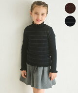 組曲 KIDS 【110-140cm】 ラメボーダーリブニット クミキョク トップス ニット ブラック【送料無料】