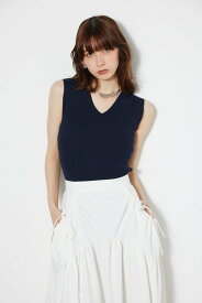 【SALE／50%OFF】rienda 2wayデコルテKnit TOP リエンダ トップス ノースリーブ・タンクトップ ホワイト ピンク ネイビー