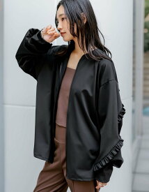 Re:EDIT ラッシュガード袖フリルZIPブルゾン リエディ 水着・スイムグッズ ラッシュガード ブラック【送料無料】