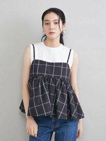 【SALE／50%OFF】Mila Owen チェックペプラムキャミ×タンクSET ミラオーウェン トップス その他のトップス ネイビー ブラック【送料無料】