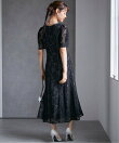 花柄レースフレアーシルエットドレス