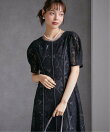 花柄レースフレアーシルエットドレス