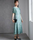花柄レースフレアーシルエットドレス