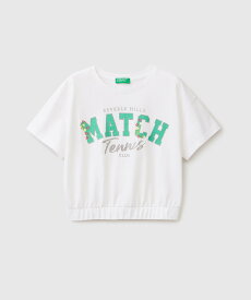 【SALE／67%OFF】BENETTON (UNITED COLORS OF BENETTON.) (K)キッズリブ丈フロントプリント半袖Tシャツ・カットソーG ベネトン(ユナイテッド カラーズ オブ ベネトン) トップス カットソー・Tシャツ ホワイト