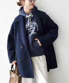 SHIPS any 《一部追加予約》SHIPS any: リバー ダブル テーラード ミドル コクーン コート シップス ジャケット・アウター その他のジャケット・アウター ブラウン ネイビー レッド【送料無料】