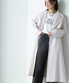 NATURAL BEAUTY BASIC ＜パウダリーツイルシリーズ＞ベルテッドコート 24SS ナチュラルビューティベーシック ジャケット・アウター その他のジャケット・アウター ホワイト グレー ベージュ【送料無料】