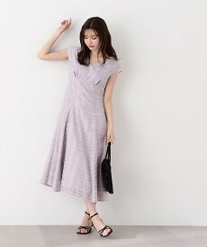 PROPORTION BODY DRESSING シアーチェックフレンチスリーブワンピース プロポーションボディドレッシング ワンピース・ドレス ワンピース グレー ブラック ブルー【送料無料】