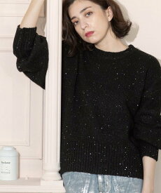 【SALE／40%OFF】OPAQUE.CLIP スパンコールラメニット【洗える】 オペークドットクリップ トップス ニット ピンク ブラウン ブラック ブルー グレー ホワイト【送料無料】