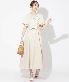 【SALE／40%OFF】WILLSELECTION リボンVネックギンガムワンピース ウィルセレクション ワンピース・ドレス その他のワンピース・ドレス イエロー レッド ブラック【送料無料】