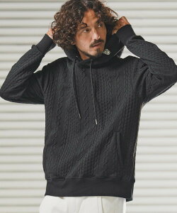 1minute 1second mpa3957-cable knit hoodie with heart patch �p�[�J�[ �J���r�I �g�b�v�X �p�[�J�[�E�t�[�f�B�[ �O���[ �u���b�N�y���������z