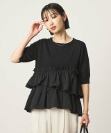 【SALE／50%OFF】UNITED ARROWS green label relaxing ティアード ドッキング 5分袖 プルオーバー ニット…