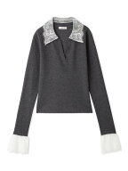 FRAY I.D レースカラーカフススキッパーニットプルオーバー フレイ アイディー トップス ニット ベージュ…