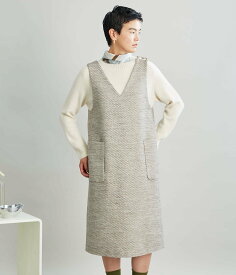 【SALE／41%OFF】SIPULI Roving Tweed エプロンワンピース シプリ ワンピース・ドレス ワンピース グレー【送料無料】