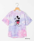 SHIPS KIDS:130~170cm / ミッキーマウス プリント タイダイ風 Tシャツ