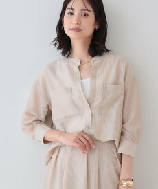 【SALE／50%OFF】INDIVI 【洗える/エアリー素材】バンドカラーシャツ インディヴィ トップス シャツ・ブラウス オレンジ ネイビー ベージュ【送料無料】