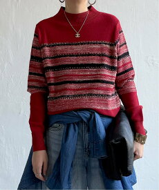 【SALE／50%OFF】LBC with Life ラメネップボーダーニットプルオーバー エルビーシー トップス ニット ブラウン レッド ホワイト