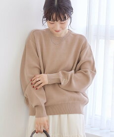 【SALE／50%OFF】coen 【選べる6色展開 / スプリングカラー】袖刺繍 スウェットライクハイゲージニット コーエン トップス ニット ブルー ベージュ グレー ホワイト ピンク