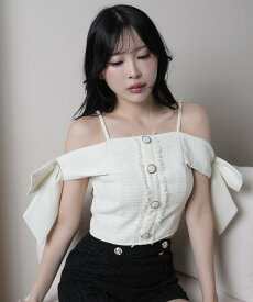 LIP SERVICE LIP SERVICE/(W)サイドリボンオフショルトップス リップサービス トップス その他のトップス ピンク ホワイト ブルー ブラック グレー【送料無料】