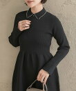 『WEB/一部店舗限定』パールトリムフォルムニットワンピース