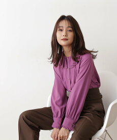 N. Natural Beauty Basic プリーツフリルカラーブラウス エヌ ナチュラルビューティーベーシック* トップス シャツ・ブラウス ピンク ブラック ブラウン【送料無料】