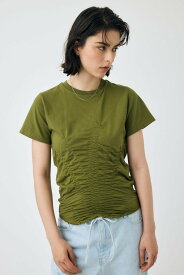 【SALE／60%OFF】MOUSSY GATHER CUT トップス マウジー トップス カットソー・Tシャツ ホワイト ブラック カーキグリーン
