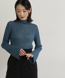 【SALE／10%OFF】NATURAL BEAUTY BASIC シアーラメリブニット ナチュラルビューティベーシック トップス ニット ホワイト グレー グリーン【送料無料】