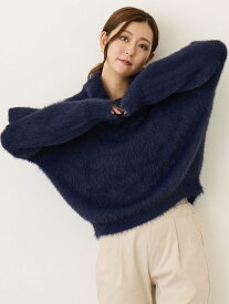 【SALE／30%OFF】NICOLE white フェザーヤーン オフタートルネック プルオーバー ニコル クラブ トップス ニット ネイビー ピンク イエロー ホワイト グレー【送料無料】