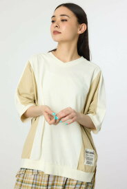 【SALE／20%OFF】RODEO CROWNS WIDE BOWL ドッキング切替ドルマントップス ロデオクラウンズワイドボウル トップス カットソー・Tシャツ カーキグリーン ネイビー ブラック ホワイト