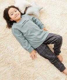 devirock 綿100% デビラボ ROOM ボーイズ 長袖パジャマ 子供服 キッズ 男の子 女の子 26AW デビロック インナー・ルームウェア パジャマ ブルー グレー