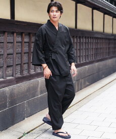 【SALE／10%OFF】JIGGYS SHOP SELECT 【セットアップ 】作務衣 上下セット さむえ 着物 部屋着 SS ジギーズショップ 着物・浴衣・和装小物 浴衣 ネイビー ブラック ブラウン カーキグリーン【送料無料】