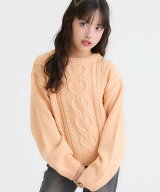 PINK-latte 【洗える】プチプラハートケーブルニット ナルミヤオンライン トップス ニット グレー グリー…