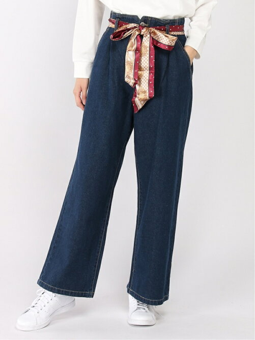 Geera スカーフベルト付ストレートデニムパンツ Rakuten Fashion 楽天ファッション 旧楽天ブランドアベニュー Aj3037