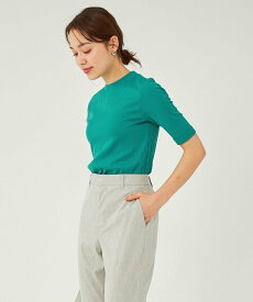 【SALE／40%OFF】UNITED ARROWS green label relaxing リブ モックネック 5分袖 プルオーバー カットソー ユナイテッドアローズ アウトレット トップス カットソー・Tシャツ ホワイト ブラック