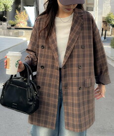 Discoat 【ユニセックス】チェックライトジャコット ディスコート ジャケット・アウター その他のジャケット・アウター ブラウン ベージュ【送料無料】