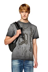 【SALE／40%OFF】DIESEL メンズ Tシャツ ロゴ スリムフィット ディーゼル トップス カットソー・Tシャツ グレー ブラウン【送料無料】