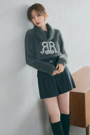 【SALE／50%OFF】rienda ボタニカルRロゴニットトップス リエンダ トップス ニット ベージュ ブラック