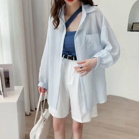【SALE／40%OFF】miniministore ストライプ ブラウス シアーシャツ 夏服 ミニミニストア トップス カーディガン ブルー ピンク ホワイト
