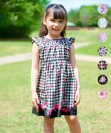 【SALE／20%OFF】ANY KIDS 総柄 サマーワンピース エニィ ワンピース・ドレス ワンピース ネイビー ブラック ピンク ベージュ